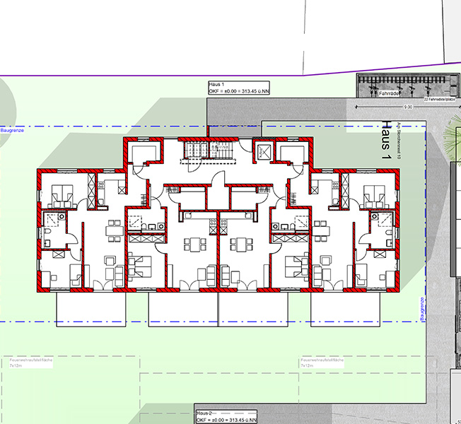 Wohnbauprojekt Kulmbach Grundriss Haus 1 Quartiersplan