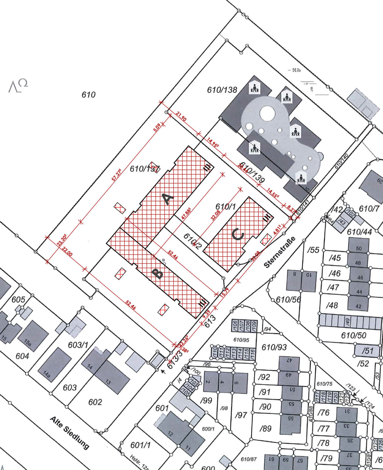 Fischer Bauen und Planen - Lageplan für das Wohnbau Feucht Sternstraße Projekt